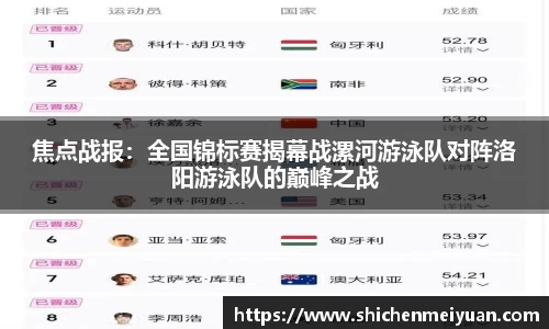 焦点战报：全国锦标赛揭幕战漯河游泳队对阵洛阳游泳队的巅峰之战